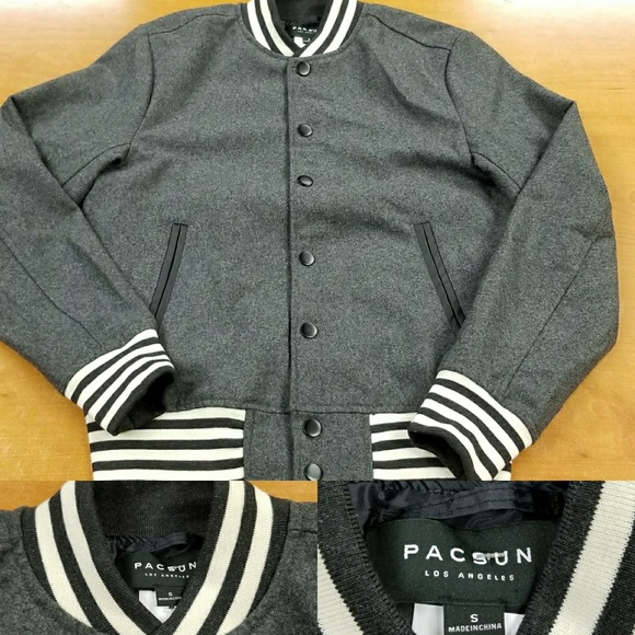 PacSun Other - PacSun gray cream striped Varsity jacket NWT AS